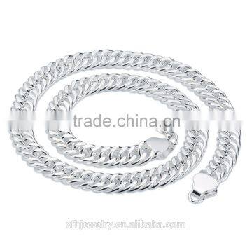 Alibaba High quality 6mm 8mm 10mm Men's Big chain 925 sterling silver necklace, curb silver necklace