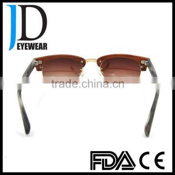Hot Sell Custom Made OEM Fashion Half-Rim Wooden Sunglasses