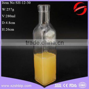 280ml square glass bottle for oil/clear glass oil bottle wholesale