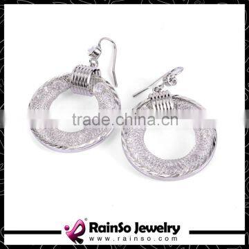 Metal Mesh Earring With Tiny Stones Filled, Round Dangle Stardust Earrings photo-3