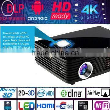 Black 1500 Lumens 2205P Home Theater Bluray 3D Android OS LED DLP Mini Projector