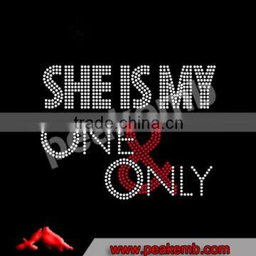 Custom She Is My One and Only Rhinestone Motif For Couple Matching tshirts