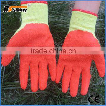 BSSAFETY Polyester knitted palm wrinkle latex coated working gloves