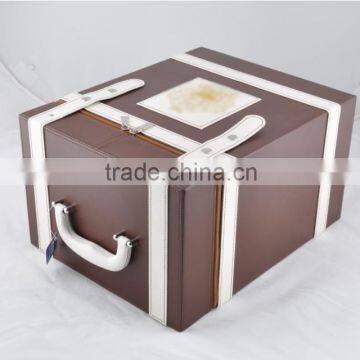 Chinese factories wholesale custom high-grade PU leather 6 bottles of red wine box, brown storage box