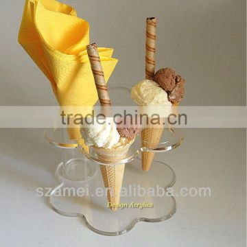 flower shape acrylic ice cream cone display stand/ dessert stand