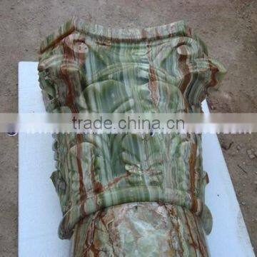 High Quality Western DARK GREEN ONYX COLUMNS PILLARS CARVED TOP photo-4