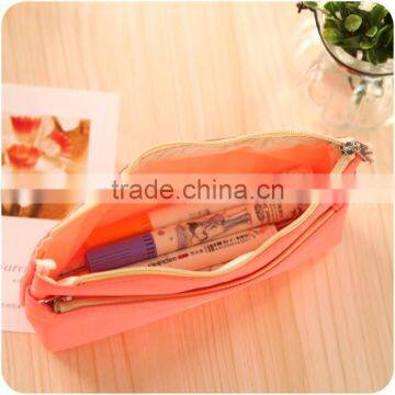 Q1113 Creative Candy Color Fluorescent Double Zipper Pencil Bag photo-3