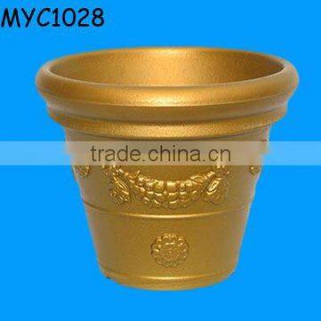 Gold plated terracotta indoor herb pots