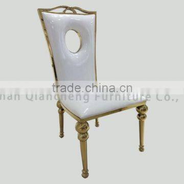 White PU Golden Stainless Steel Wedding Chair photo-2