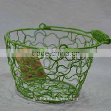 Handmade Metal Wire Storage Basket With Handle photo-6