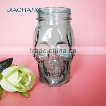 Blue Skull Shape Glass Beverage Coffee Jar With Blue Tin Lid photo-2