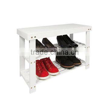 2 Tier Wooden Shoe Rack Hallway Bench Shoe Tidy Storage Organiser