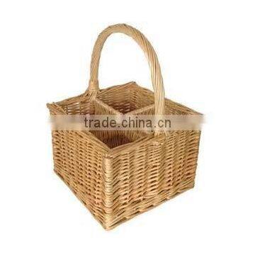 Natural Wicker Bottle Baskets Wholesale With 4 Dividers & Grids photo-2