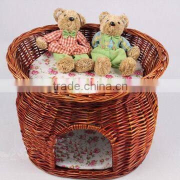 Cheap Luxury Round House Rattan Cat House With Cotton Mat photo-2