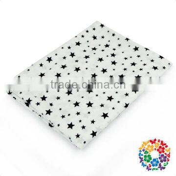 White Black Stars Printed Woven cotton fabric size 100 x 150cm