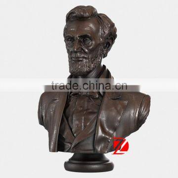 Brass Lincoln sculpture metal head statues