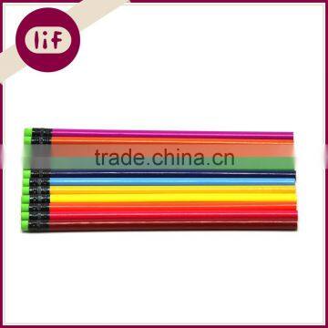 Standard Size Colorful Wooden HB Pencil with Green Eraser, HB Pencil with Eraser Topper, HB Pine Pencil with Eraser