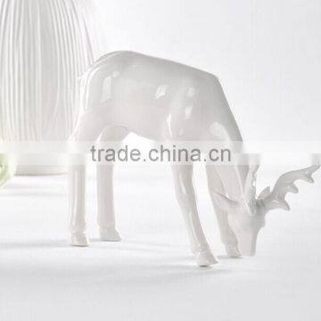 Plain White Modern Set of 4 Ceramic Milu Deer for Home Decoration photo-4