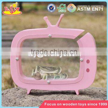 wholesale TV shape girls wooden coin bank best deisgn lovely wooden coin bank with logo customize W02A253