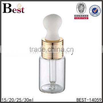 2017 hot new products cosmetic fragrance perfume glass bottle 15ml 20ml 30ml screw gold big dropper glass perfume bottle china