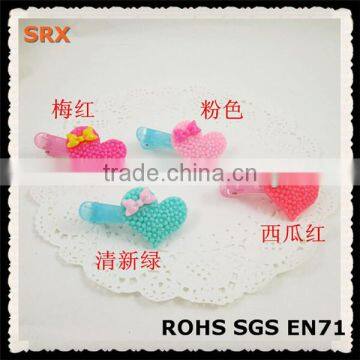 Hot Sale small colorful heart shaped plastic spring hair clip