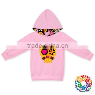 Latest Pink Color Printed Shirt Clothes Boutique Long Sleeve Hooded Shirts Fashion Girls Beautiful Kids Shirts