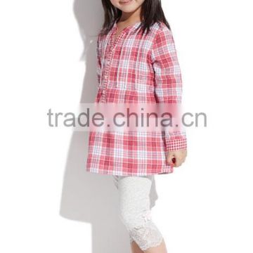 Girls red plaid skirt shirt blouse