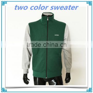 two color full zip fitted hoodies sweatshirt