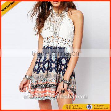 backless summer cheap printed halter women latest dress designs