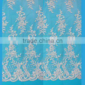 Made in China indian embroidery cord lace fabric with beads