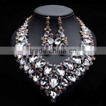 Fashion Big Crystal Water Drop Gems Necklace Jewelry Sets photo-3