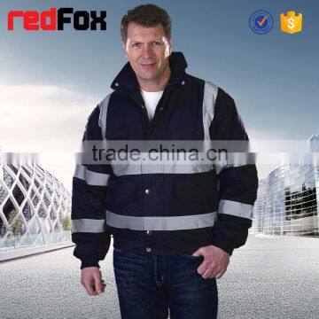 custom high visibility navy winter coat jacket