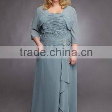 plus size chiffon long sleeve fat lady cocktail evening dress