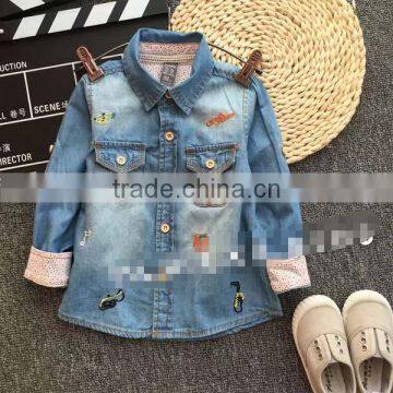 2017 Spring fancy baby jeans blouse embroidery baby blouse