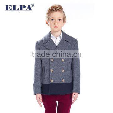 ELPA 2015 Style Double Breasted Wool Material Overcoat Short Style Warm Boy Gray Kids Winter Dress Wool Coat