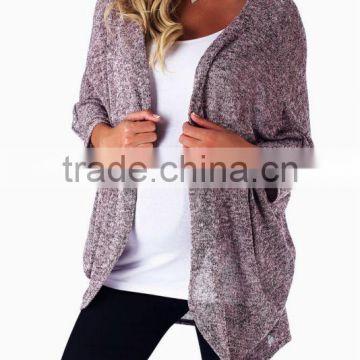 PINK HEATHERED DOLMAN SLEEVE KNIT MATERNITY CARDIGAN