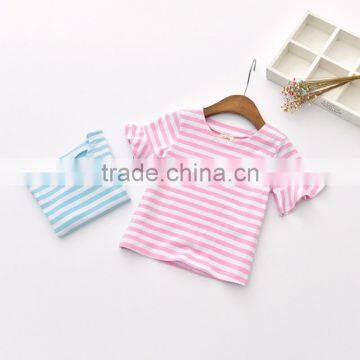 Wholesale navy style soft girl stripe t-shirt kids export clothing