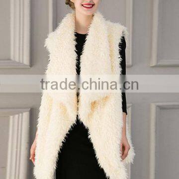 New fashion faux fur solid color sleeveless vest imitation lambskin lapel artificial fur coat