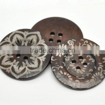 High Quality Scrapbooking 4 Holes Round Mixed 6cm Wood Sewing Buttons photo-2