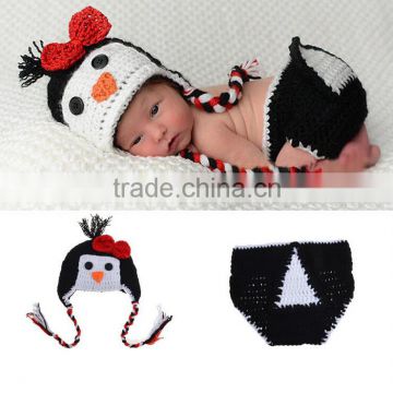 Penguin Newborn Baby Girls Boys Crochet Knit Costume Photo Photography Prop Outfits