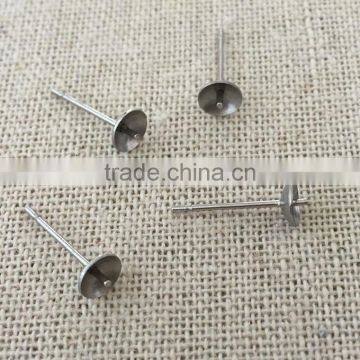 Stainless steel Handmade Stud Earrings Accessory Earrings Jewelry Making Findings Cross Bowl-Shaped Post for Ball Stud Earring