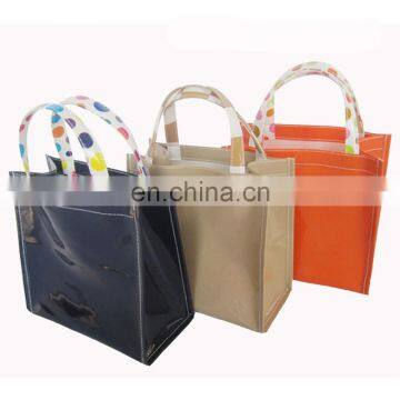 Personality Handle Button Closed Fancy Vinyl Shopping Bags