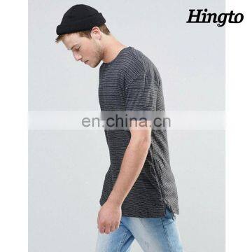 Men polyester sublimation print long line t shirts with side pocket
