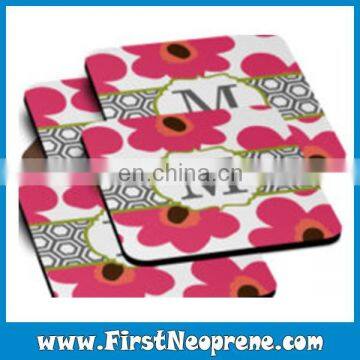 Pink Flower M Words Recycled Rubber Coaster