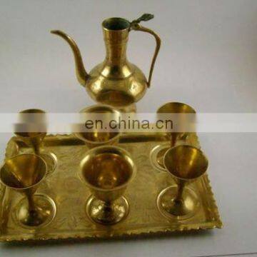 Brass Aftaba Set with Tray and Cups