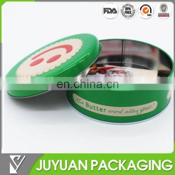 Cookie face embossed customized embossed or printed metal tin round box