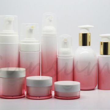 Gradually Changing Color PET Plastic Set Lotion Jar and Bottle