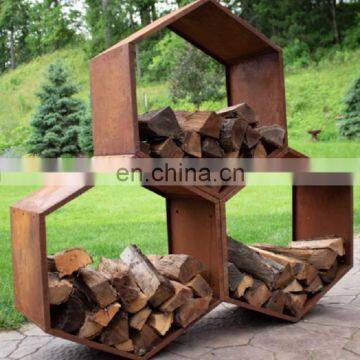 Hexagon Corten Steel Wood/Firewood Storage