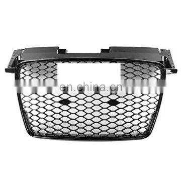 Front Bumper Center Black Grille Silver Ring Trim 07-14 TTRS Style For AUDI TT