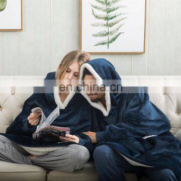 Wholesale Custom Comfy Men Women Ultra-plush Warm Durable Breathable Wearable Sherpa Blanket Hoodie For Winter photo-2